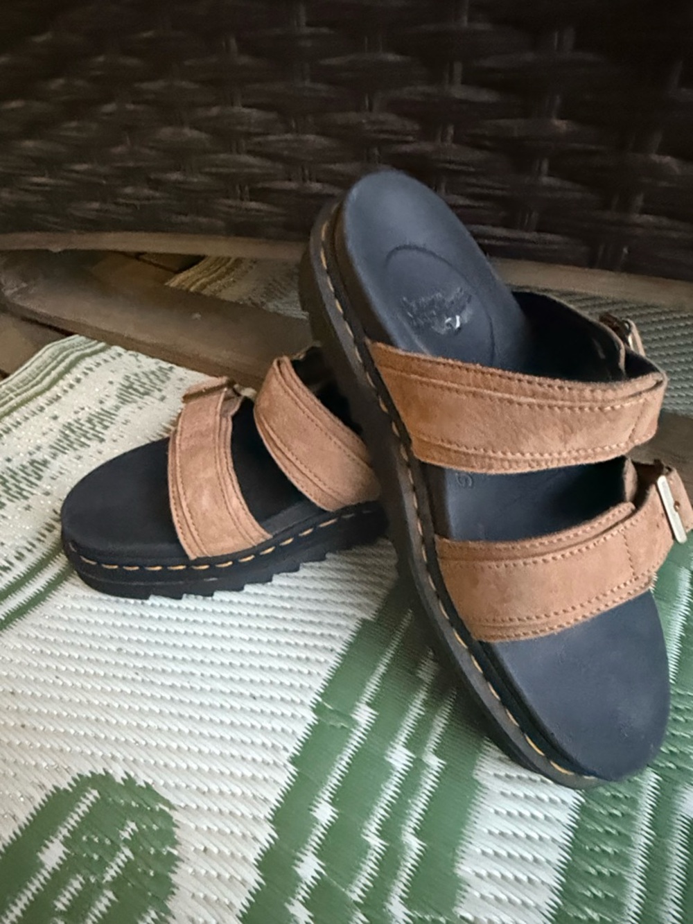 Dr. Martens MYLES TUMBLED NUBUCK BUCKLE SLIDE SANDALS